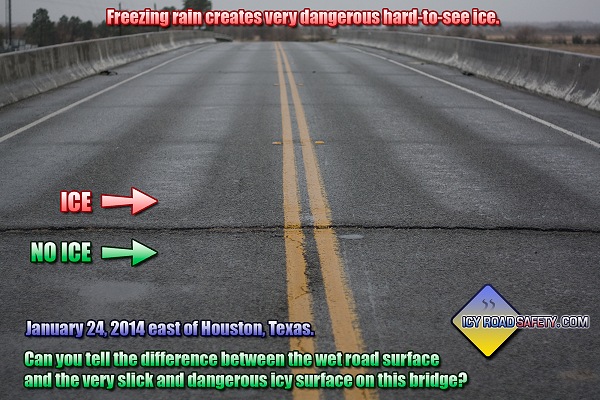 Icy bridge in Texas