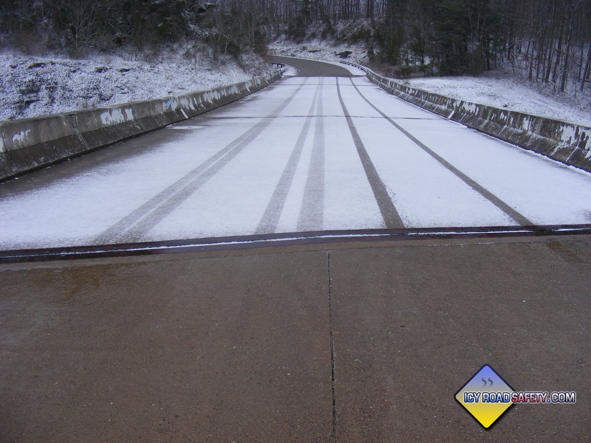 Icy bridge in Kanawha County, West Virginia