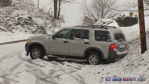 Cars slide down icy hill (HD)