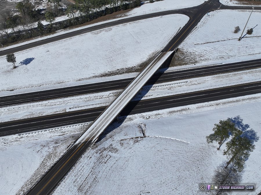 Icy bridge in Evergreen, Alabama