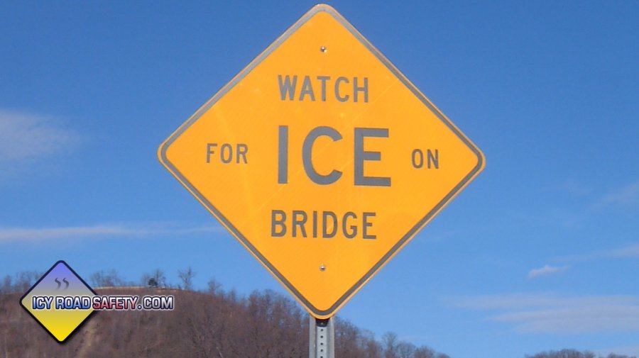 Icy bridge sign