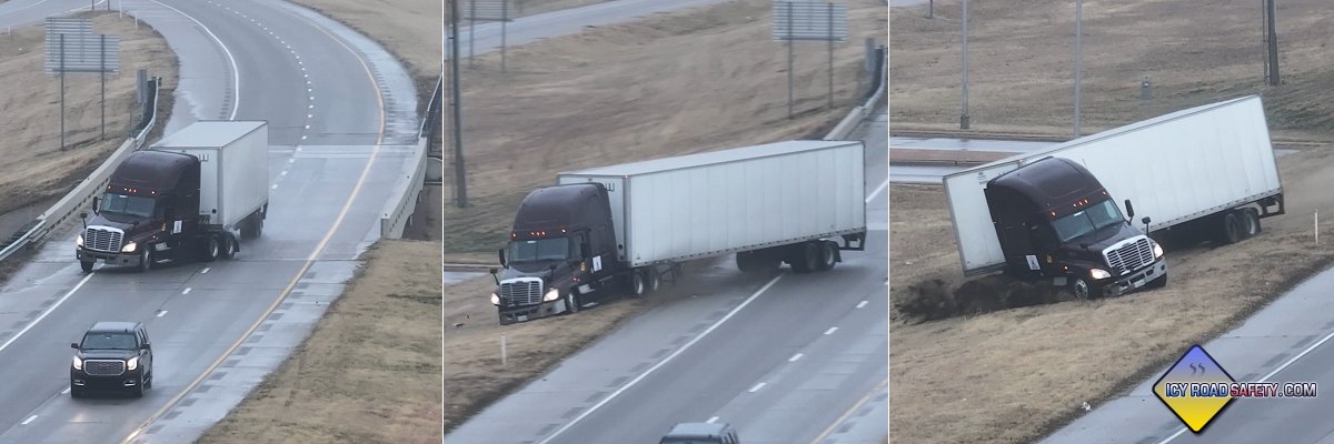 Icy bridge jackknife in Kansas